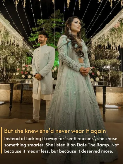 A Smarter Choice Than 'Senti Reasons'. After her engagement, she knew this beautiful blue lehenga deserved more than being locked away. She listed it with us not because it meant less, but because it deserved more stories.