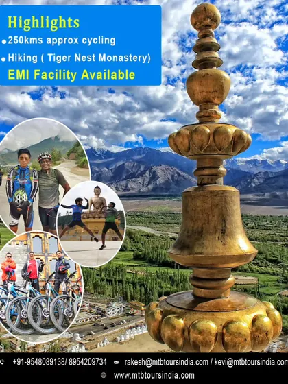 Our Bhutan tour includes approximately 250kms of cycling and a memorable hike to the Tiger's Nest Monastery. We also offer easy EMI facilities for booking.