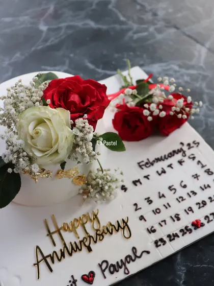Another shot of the beautiful and personal anniversary calendar cake.
