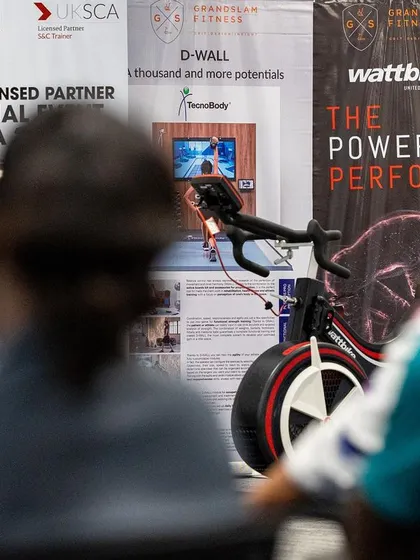 The audience at our UKSCA event, featuring a Wattbike, a key tool in our performance testing and training arsenal.
