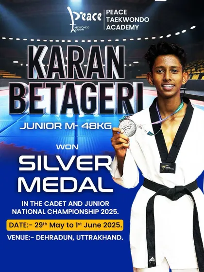 We celebrate Karan Betageri's silver medal win at the Junior National Championship in Dehradun. This achievement is a proud result of his dedication and the rigorous training at our academy.
