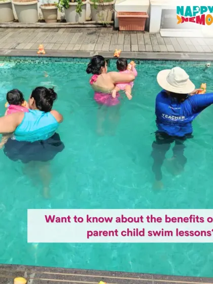 I guide parents in a group setting, helping them learn how to best support their children in the water.