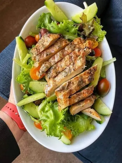 A healthy and delicious grilled chicken salad. We offer lighter fare for health-conscious guests, without compromising on flavor or presentation.