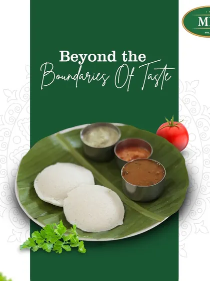 Simple, pure, and delicious. Two of our signature soft idlis served with coconut chutney, tomato chutney, and sambar, showcasing a taste that goes beyond boundaries.