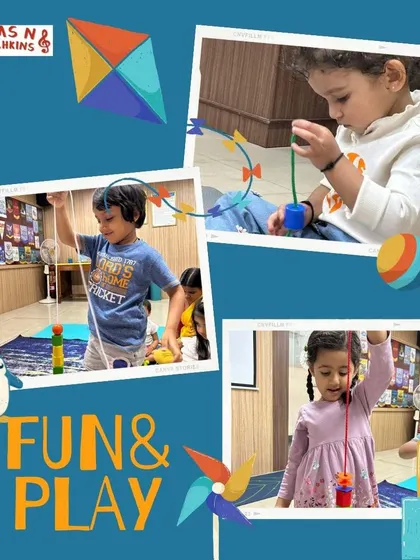 This collage shows the intense focus that goes into a bead stringing activity. This classic toddler exercise is fantastic for developing hand-eye coordination, bilateral coordination (using both hands at once), and patience.