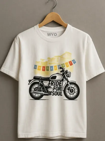 For all the bikers out there, I have a special collection of rider-themed t-shirts. This "Ride for Soul" design captures the spirit of the open road, printed on a comfortable white tee.