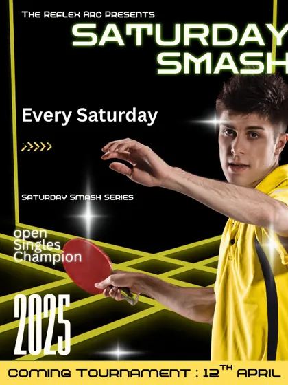 Get ready for our "Saturday Smash" series. We organize and manage competitive tournaments like this one, open to all levels. Our Reflex Event Pro service handles all the details, so you can just focus on the competition.