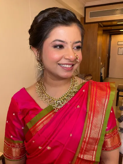 Another angle capturing the natural and effortless feel of this bridal makeup.