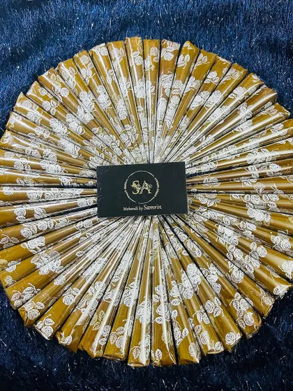 My organic henna cones are available for purchase. They are chemical-free and guarantee a beautiful, long-lasting stain.