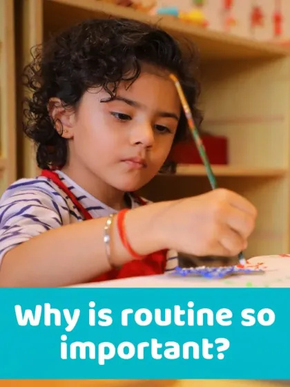A young girl completely absorbed in her painting. These moments of quiet focus are crucial for developing concentration and a love for creative expression.