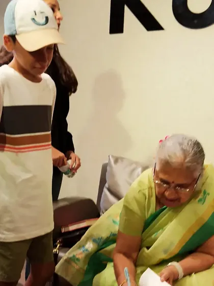Another young reader gets his book signed by Sudha Murty. These one-on-one interactions are what make our author events so special and impactful.