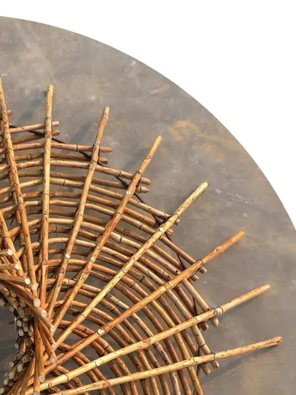 Another angle of the bamboo roof maquette. This hands-on modeling is crucial for understanding how natural, non-uniform materials like bamboo can be used in precise and complex structures.