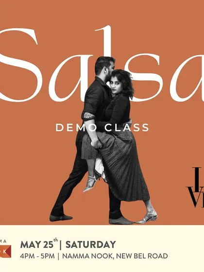 Ready to learn Salsa? This poster announces a demo class at Namma Nook, New BEL Road. It’s a great, no-pressure way to try out a class and see what we're all about.