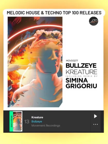 The artwork for my 'Kreature' EP, celebrating its spot at number 13 on the Beatport charts. So grateful for the love.