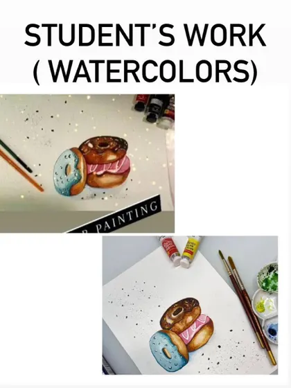 This collage shows the fantastic results from students who tried watercolors for the very first time in a 2-day session. It proves you can learn quickly with the right instruction.