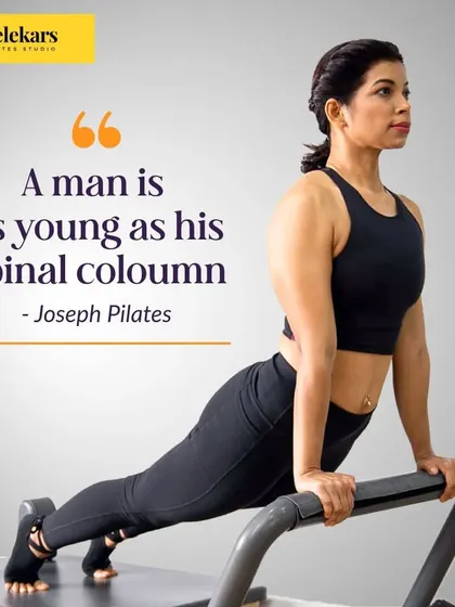 "A man is as young as his spinal column." This quote from Joseph Pilates is why we focus on exercises like this plank-to-pike on the reformer to keep your spine healthy and mobile.