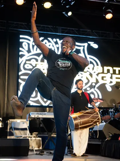 The Sangament Shoppe is open! You can grab one of our classic Basement Bhangra T-shirts, as seen here on the incredible Bhangra dancer Kala Sher at our Flushing Meadows park event.