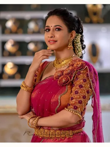 Actress Manvita Kamath looks stunning in this exquisite 3D embellished half saree set, a perfect inspiration for the wedding season.