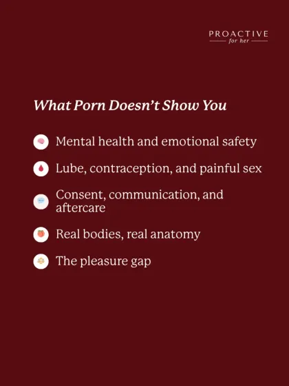 Porn is not sex education. It often leaves out the most important parts of intimacy: mental health, consent, communication, aftercare, and real anatomy.