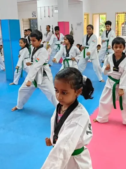 Another view of our green belt students, showing their strong stances.