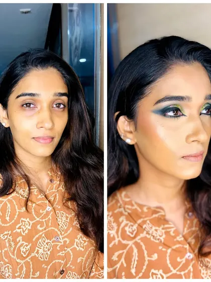 The before-and-after of the portfolio look in a side-by-side format, clearly showing the impact of professional makeup application.