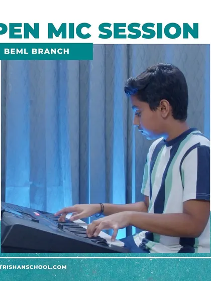 A young student at the keyboard during our BEML branch open mic. I believe in giving every student, no matter their age, a chance to perform.