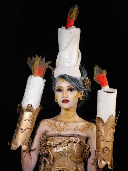 A direct, powerful portrait of the candle character, showcasing the student's confidence and skill.
