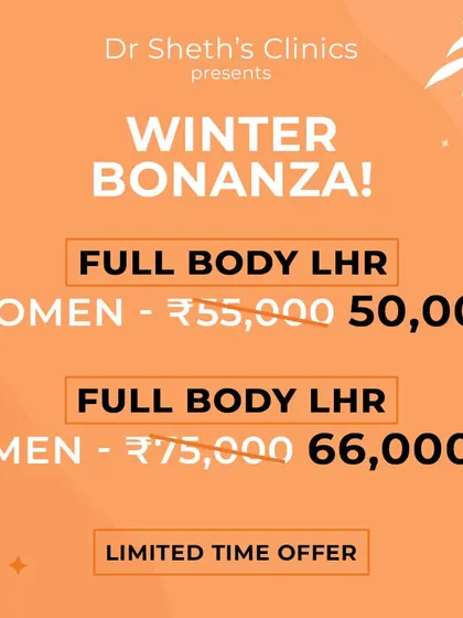 Our Winter Bonanza is the perfect opportunity to start your laser hair reduction journey. This offer features special discounted pricing for full body treatments for a limited time.