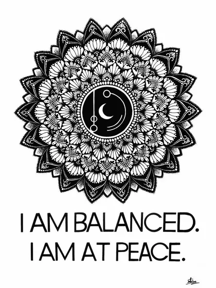 An "Inner Peace Mandala" I designed. The symbol in the center represents balance, and the surrounding patterns are meant to be meditative to look at.