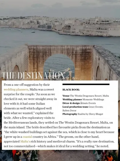 From a one-off suggestion by us, Malta became the surprise dream destination for this couple. Its rich history and medieval charm made it the perfect, non-commercialized setting for their wedding.