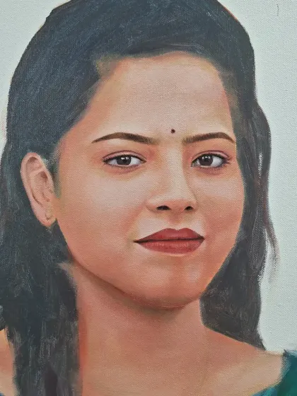 A detailed facial portrait. Every brushstroke is intended to contribute to the subject's likeness and the overall mood of the piece, resulting in a personalized artwork that will last for generations.