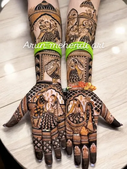 A design that captures the fun of a wedding, with dancing figures and multiple ceremony scenes.
