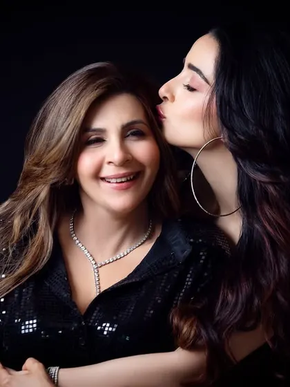 A sweet moment captured for the Beena Raheja Mother's Day campaign, showing a daughter's love for her mother.