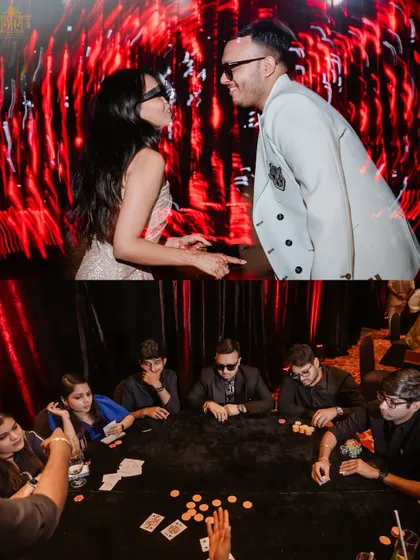 A casino-themed after-party is a fantastic way to keep the energy high. For this event, we set up professional poker tables where guests could unwind and have some fun, adding an element of playful competition to the night.