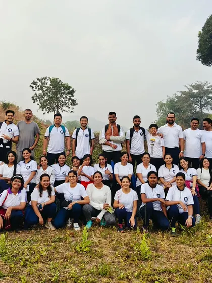A group photo from our winter yoga trek. These events are a wonderful opportunity to bond with fellow students outside the studio.
