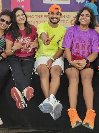 A happy moment with my fellow Zumba instructors after a successful charity event. We are grateful for the support from Namma Bengaluru.