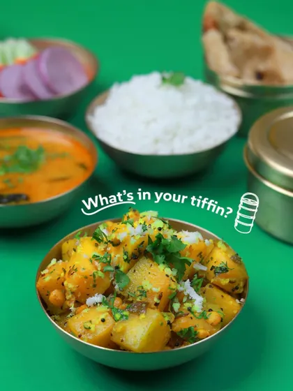 What's in your tiffin? Here's a glimpse of our pumpkin sabzi, part of a complete meal that's both healthy and satisfying.