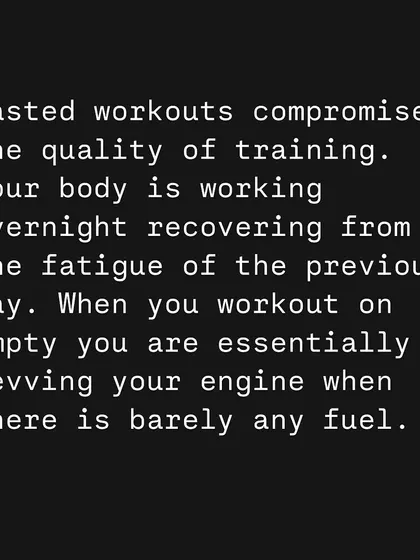 This is the simple truth about fasted workouts. Your body is recovering overnight, and working out on empty is like revving an engine with no fuel. This compromises training quality and hinders your progress.