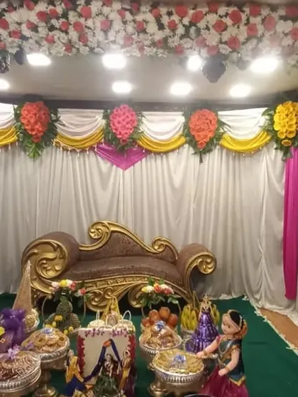 A full stage view of a platter setup with a simple yet elegant backdrop.