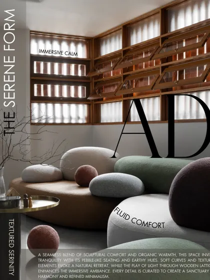 My design philosophy is centered on creating a sanctuary of calm and comfort. This graphic captures the essence of my work: fluid forms, textured serenity, and an immersive ambiance that balances organic shapes with refined minimalism.