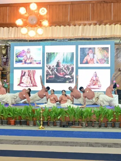 Our students performing a beautifully choreographed yogasana sequence at the Yoga Mitra Mela, organized by the Indian Yoga Association. This demonstration, themed "From Creation to Dissolution," was inspired by the Bhagavatam.