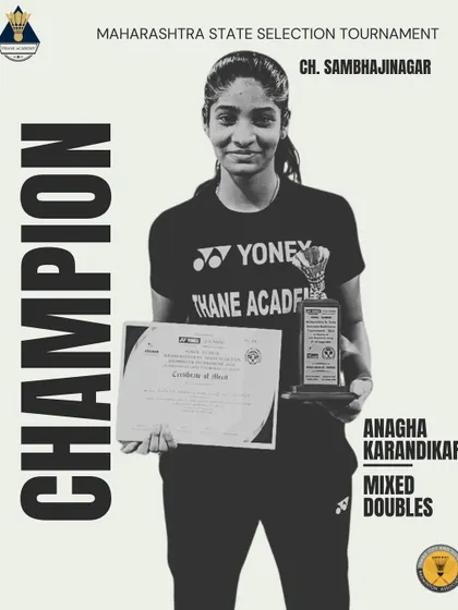 Anagha Karandikar with her Mixed Doubles Gold medal from the state selection tournament, where she also won a bronze in Women's Doubles.