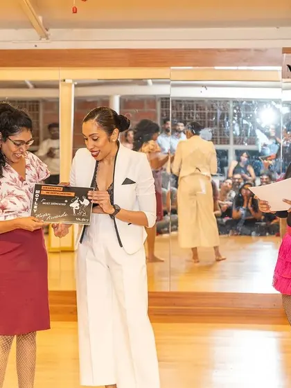 A moment of appreciation at our Motley Mixer. We love celebrating the hard work and achievements of our instructors and students.
