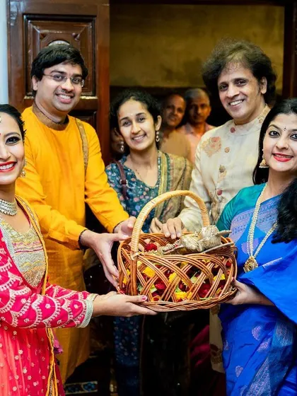 A cherished moment from my school's opening night, welcoming my gurus Smt. Nirupama Rajendra and Sri T.D. Rajendra, whose blessings guide my journey.