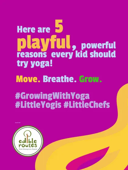 A teaser post listing 5 playful reasons why every kid should try yoga.