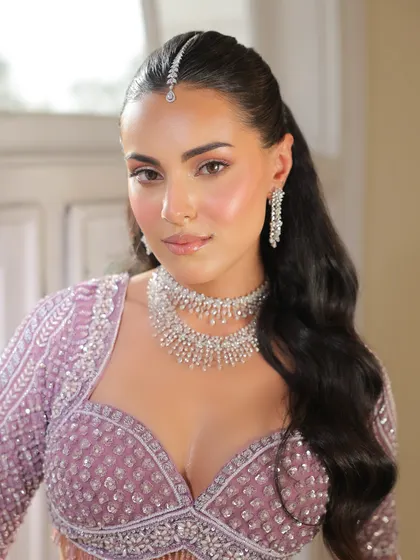 A beautiful portrait of the bride, her expression serene and confident.