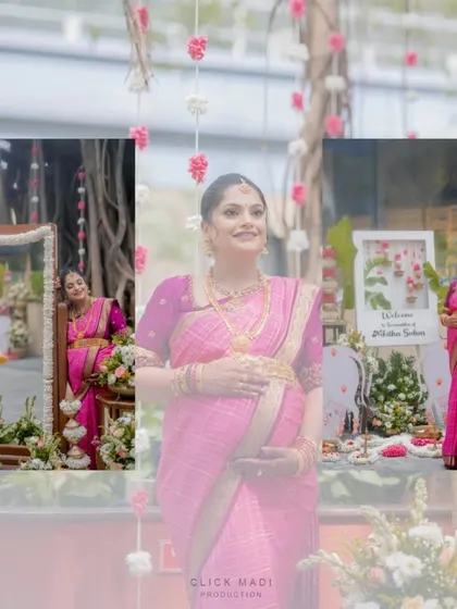 A collage celebrating the radiant mother-to-be. It combines different angles and moments from her baby shower, creating a beautiful tribute to this special time.