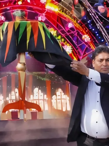 Here I am, ready to reveal a grand illusion. The anticipation in the air just before the magic happens is one of my favorite parts of any performance.
