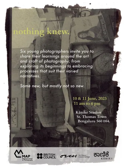 The poster for the "nothing knew." exhibition, showcasing the work of six young photographers from our collaboration with MAP, the British Council, and partners in Glasgow.