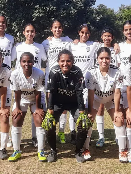 Our SheWolves team lined up and ready for their match in the Women's Championship. This photo shows the focus and professionalism of our players before kickoff.